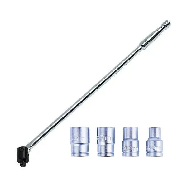 1/2" Dr Knuckle Flexi Breaker Bar 24" Long   4Pc Socket Set Chrome Vanadium Voche