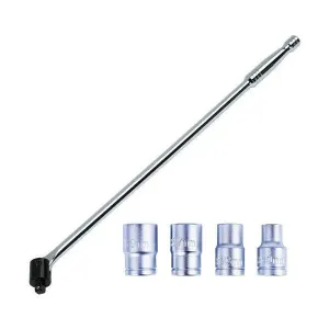 1/2" Dr Knuckle Flexi Breaker Bar 24" Long   4Pc Socket Set Chrome Vanadium Voche