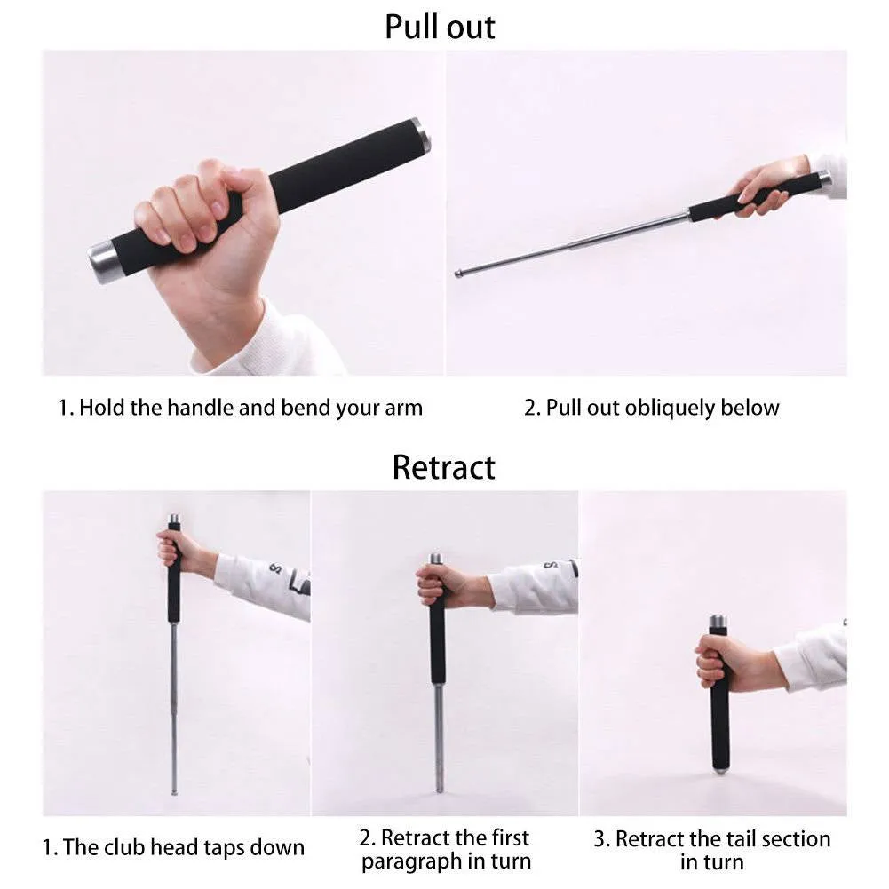 26'' Retractable Telescopic Hiking Security Stick Self-Protector Tool