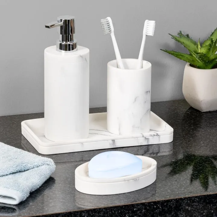 4PCS MARBLE BATH ACCESSORY SET