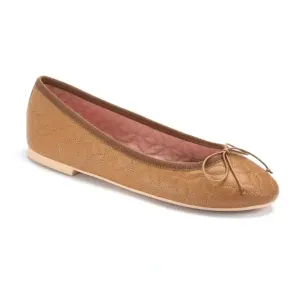 52048 - Tan Leather Summer Floral Quilted Shoe