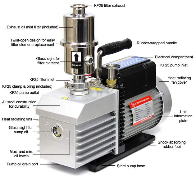 Ai EasyVac 9 cfm Dual-Stage Vacuum Pump with Oil Mist Filter