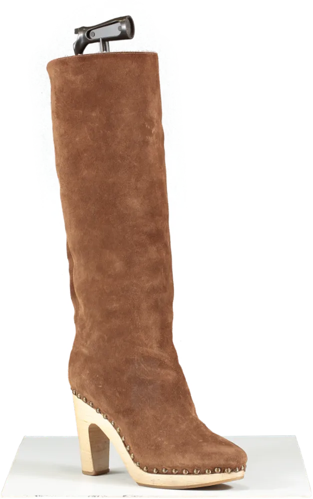 Alvaro Gonzalez Brown Suede Knee High Boots UK 5 EU 38 👠