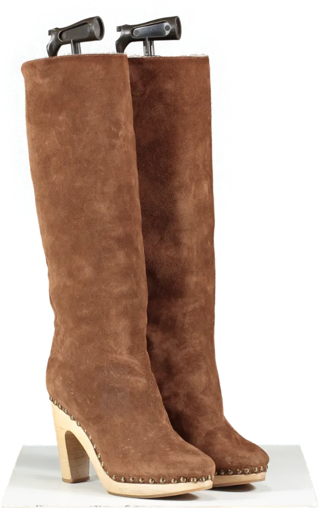 Alvaro Gonzalez Brown Suede Knee High Boots UK 5 EU 38 👠