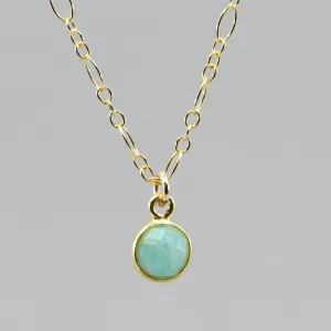 Amazonite Necklace | Dainty Stone Pendant 18" Gold-Filled Chain