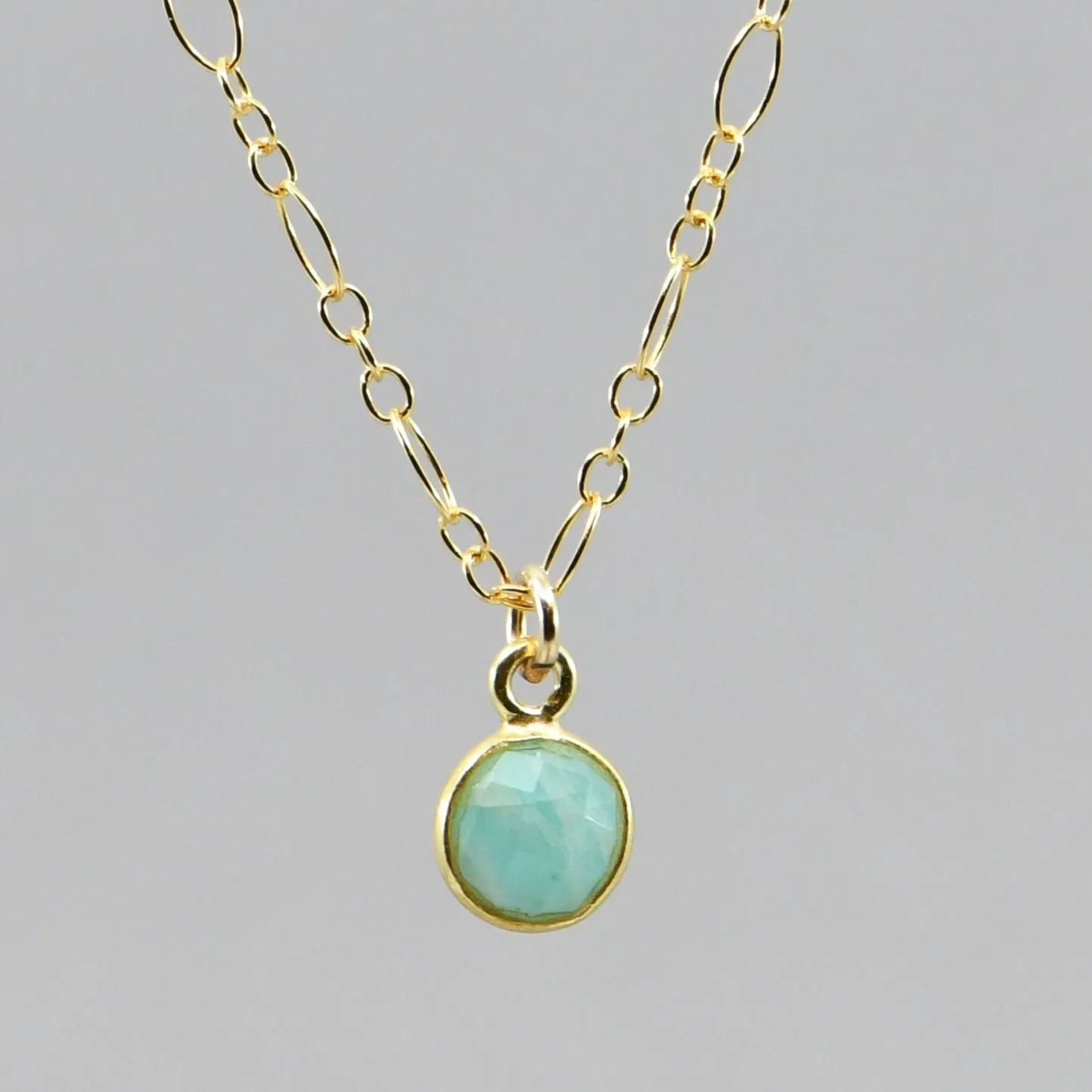 Amazonite Necklace | Dainty Stone Pendant 18" Gold-Filled Chain