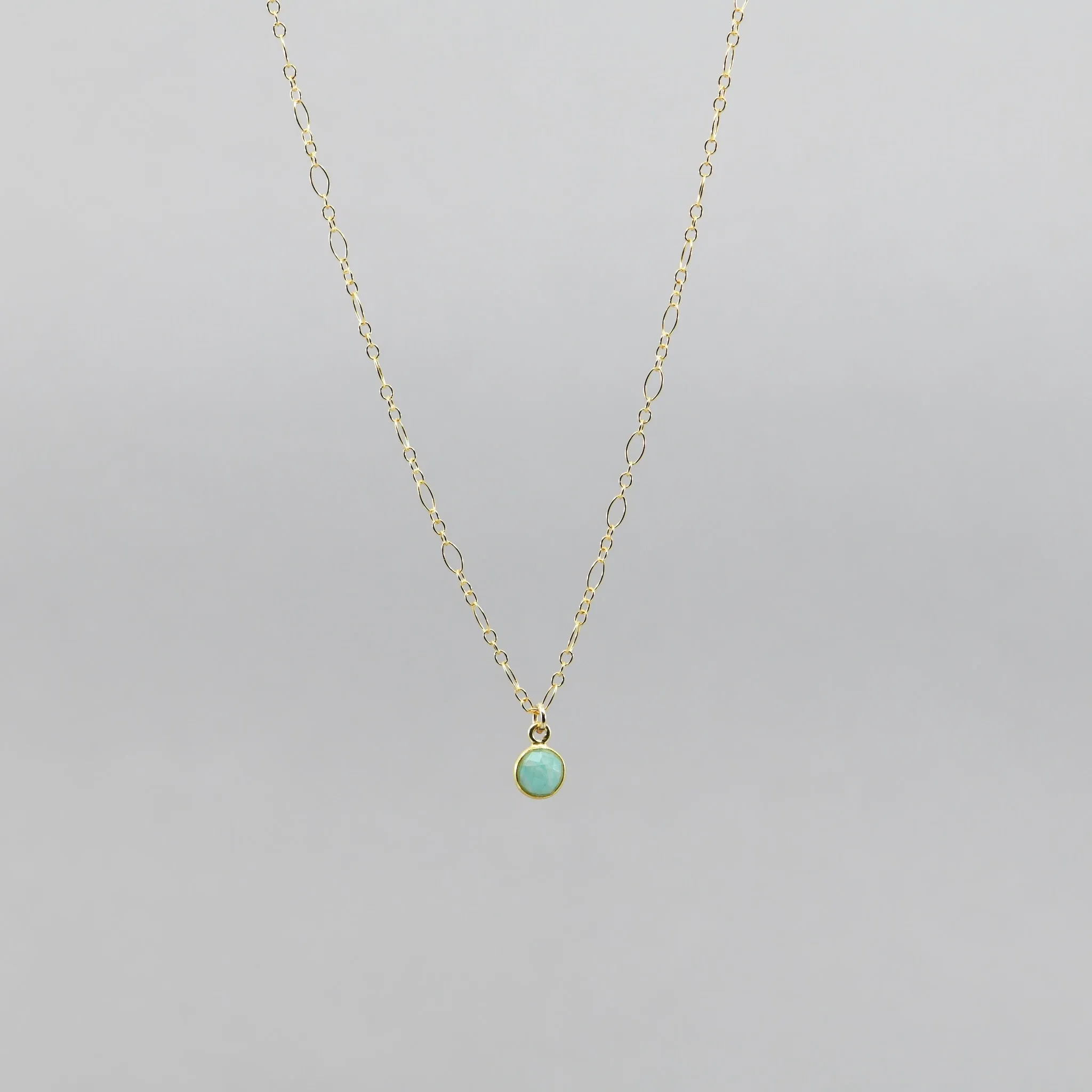 Amazonite Necklace | Dainty Stone Pendant 18" Gold-Filled Chain