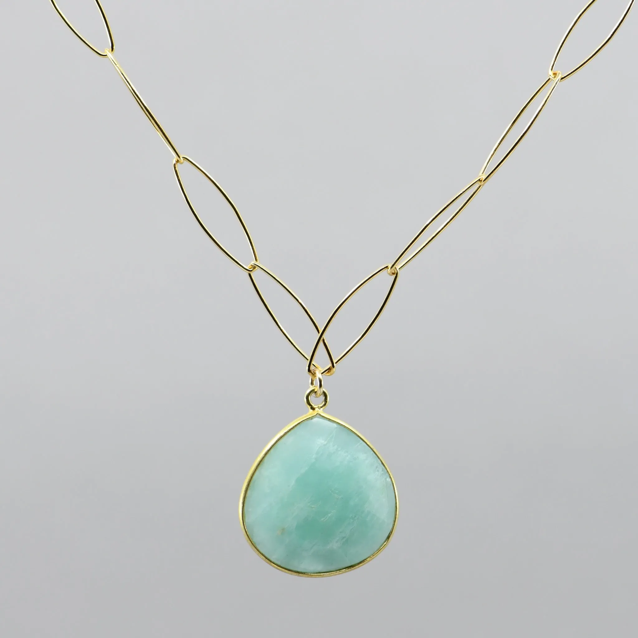 Amazonite Pendant Necklace | 18" Gold Filled Chain Handmade