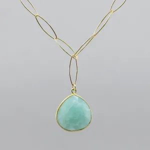 Amazonite Pendant Necklace | 18" Gold Filled Chain Handmade