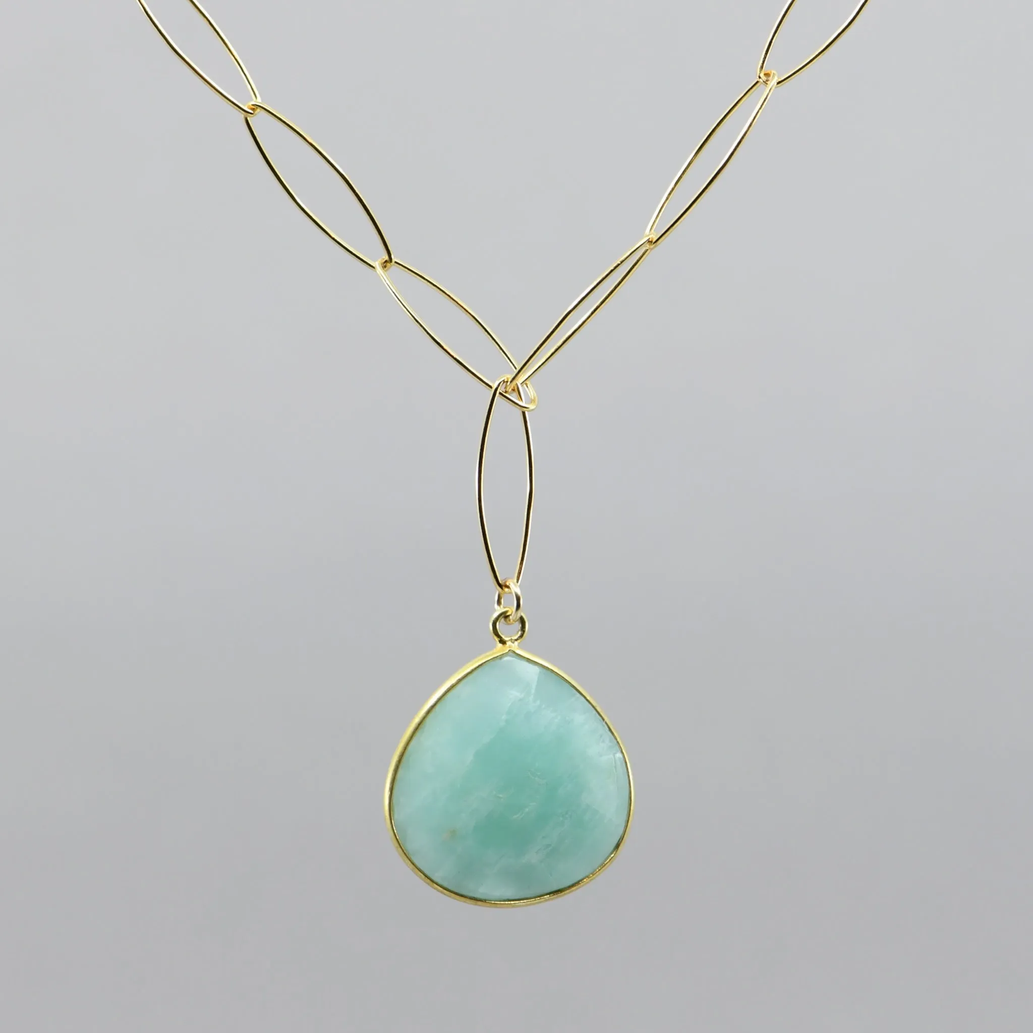 Amazonite Pendant Necklace | 18" Gold Filled Chain Handmade
