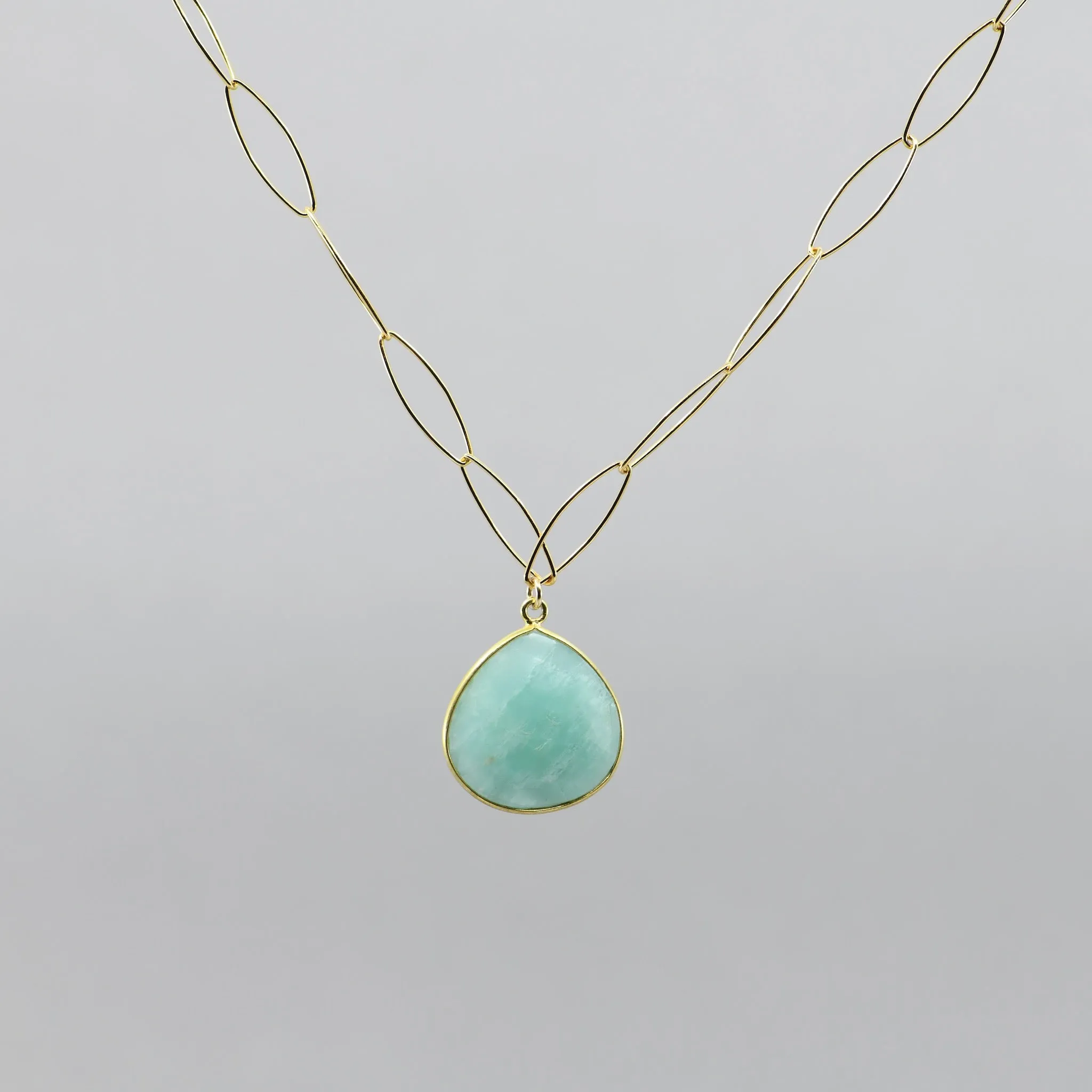 Amazonite Pendant Necklace | 18" Gold Filled Chain Handmade
