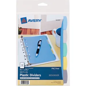 Avery® Mini Durable Write & Erase Plastic Dividers, 5-1/2" x 8-1/2", 5-Tab Set (16180)