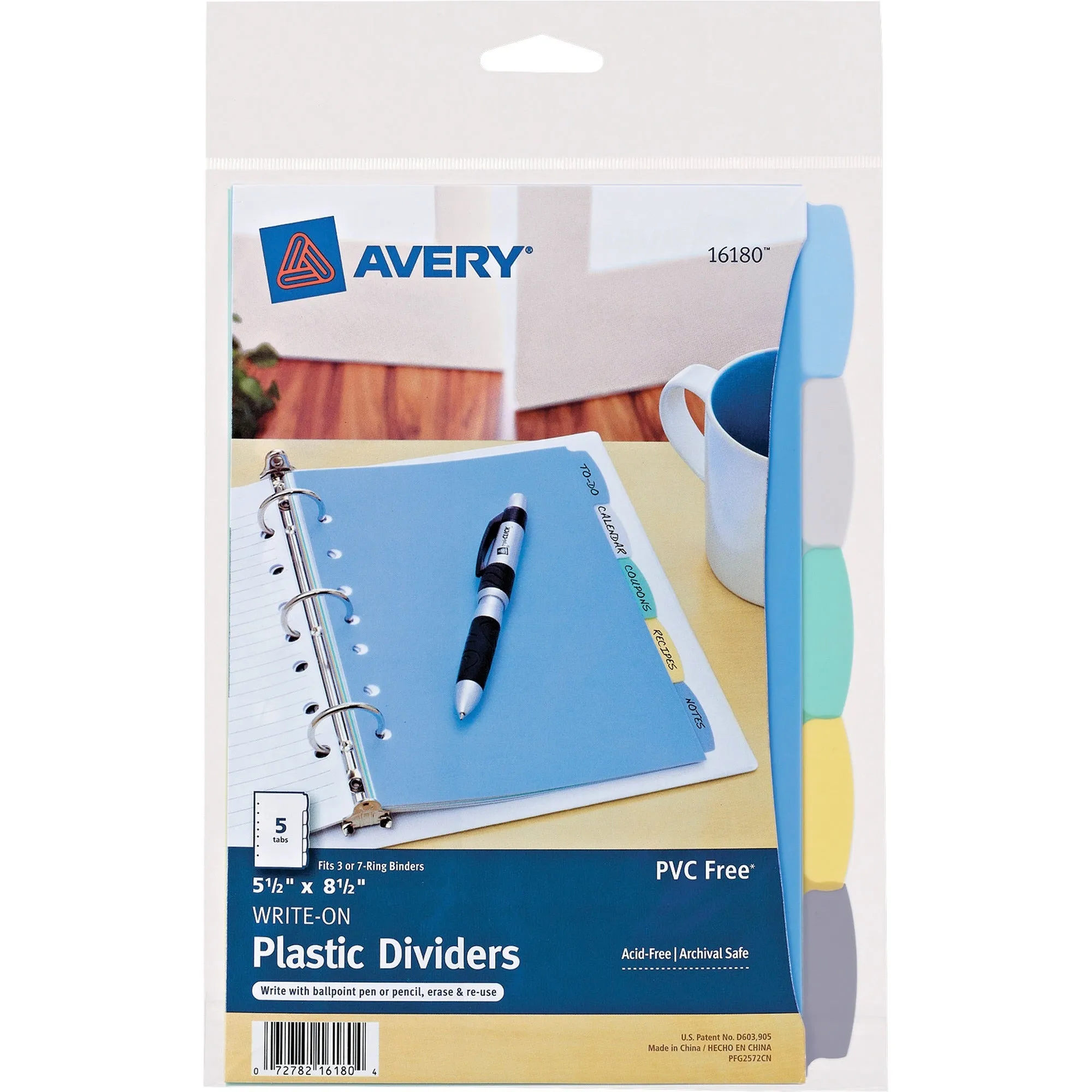 Avery® Mini Durable Write & Erase Plastic Dividers, 5-1/2" x 8-1/2", 5-Tab Set (16180)