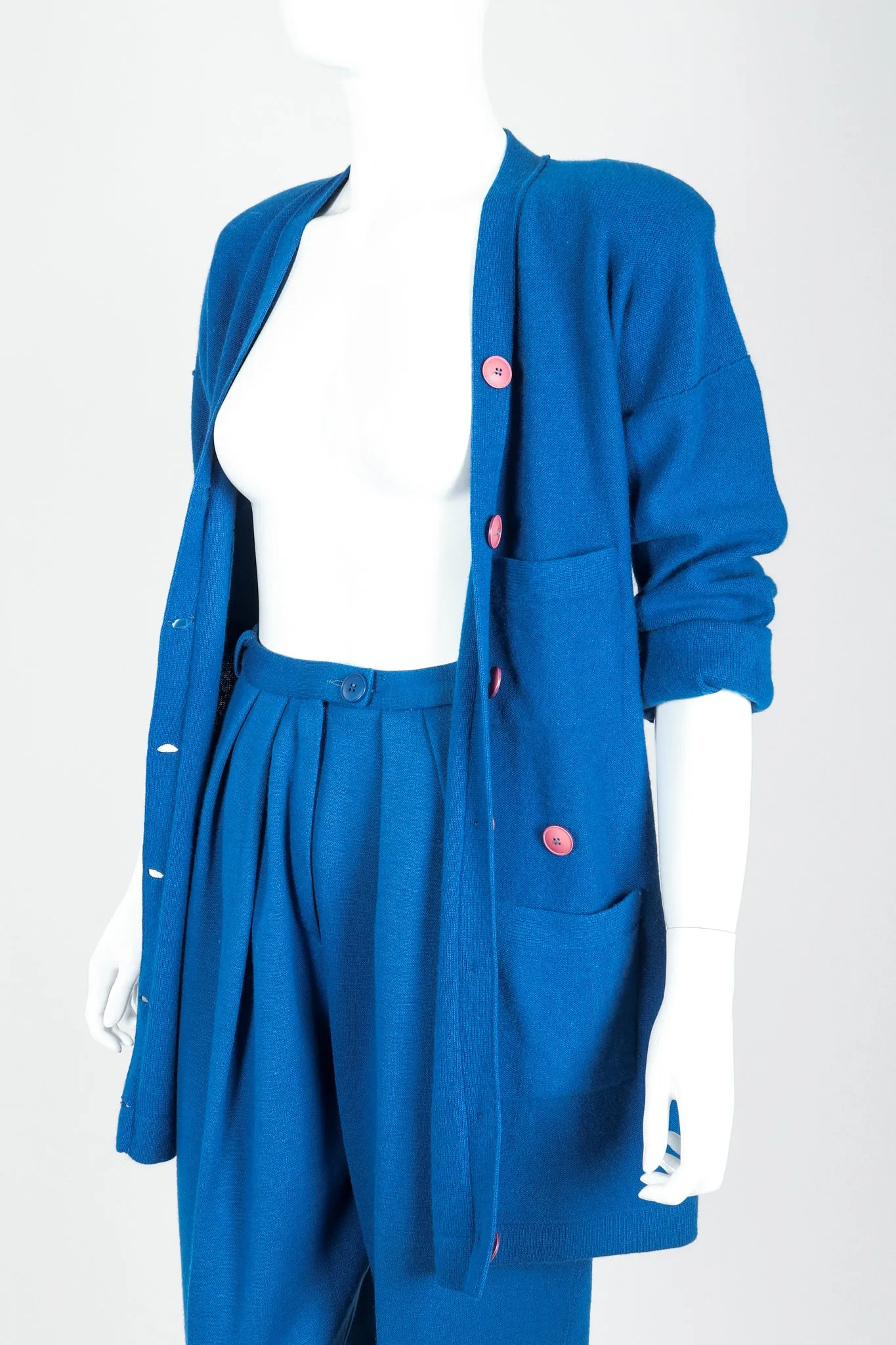 Blue Knit Longline Cardigan & Pant Set