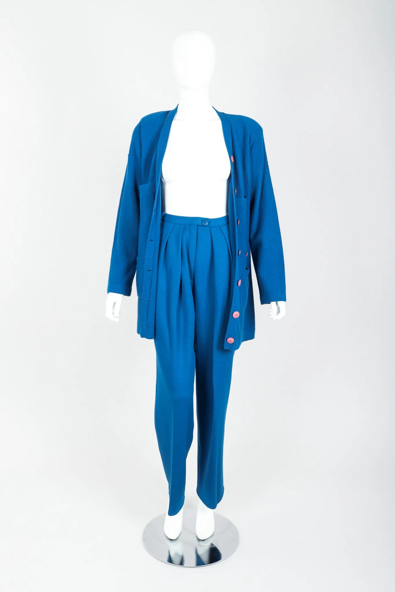 Blue Knit Longline Cardigan & Pant Set