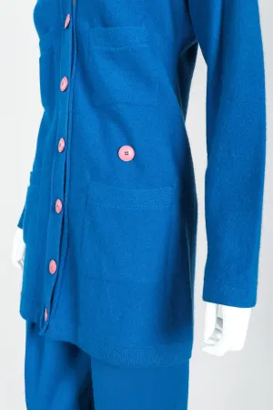 Blue Knit Longline Cardigan & Pant Set