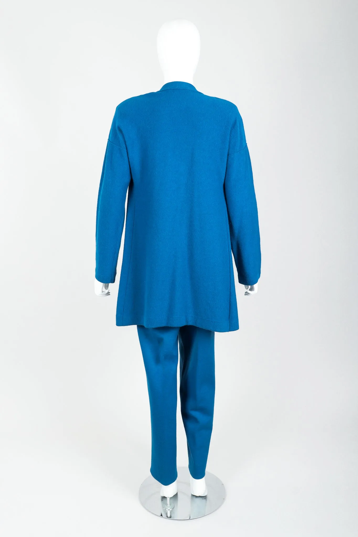 Blue Knit Longline Cardigan & Pant Set