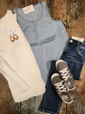 Blue Woven tank