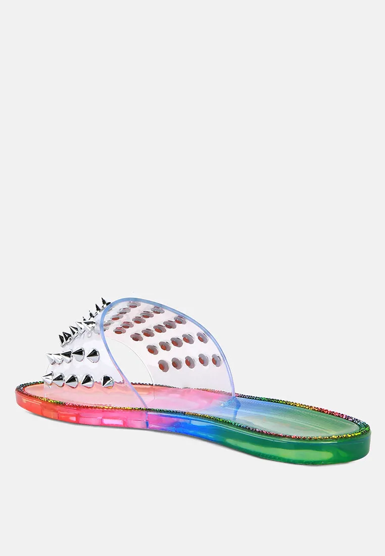 Bolly Punk Stud Clear Jelly Flats By Ruw