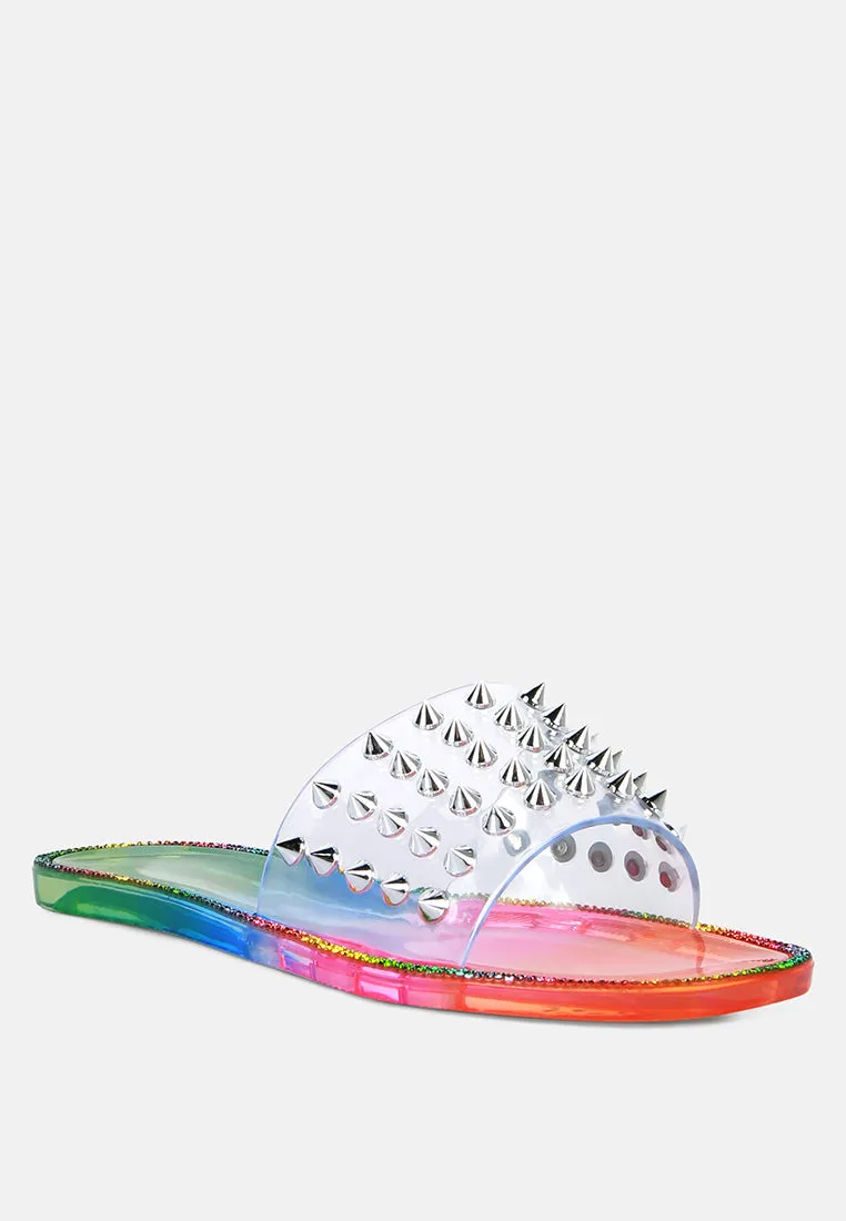 Bolly Punk Stud Clear Jelly Flats By Ruw