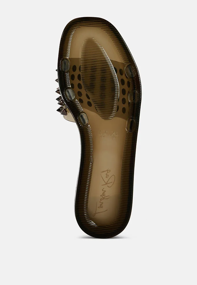 Bolly Punk Stud Clear Jelly Flats By Ruw