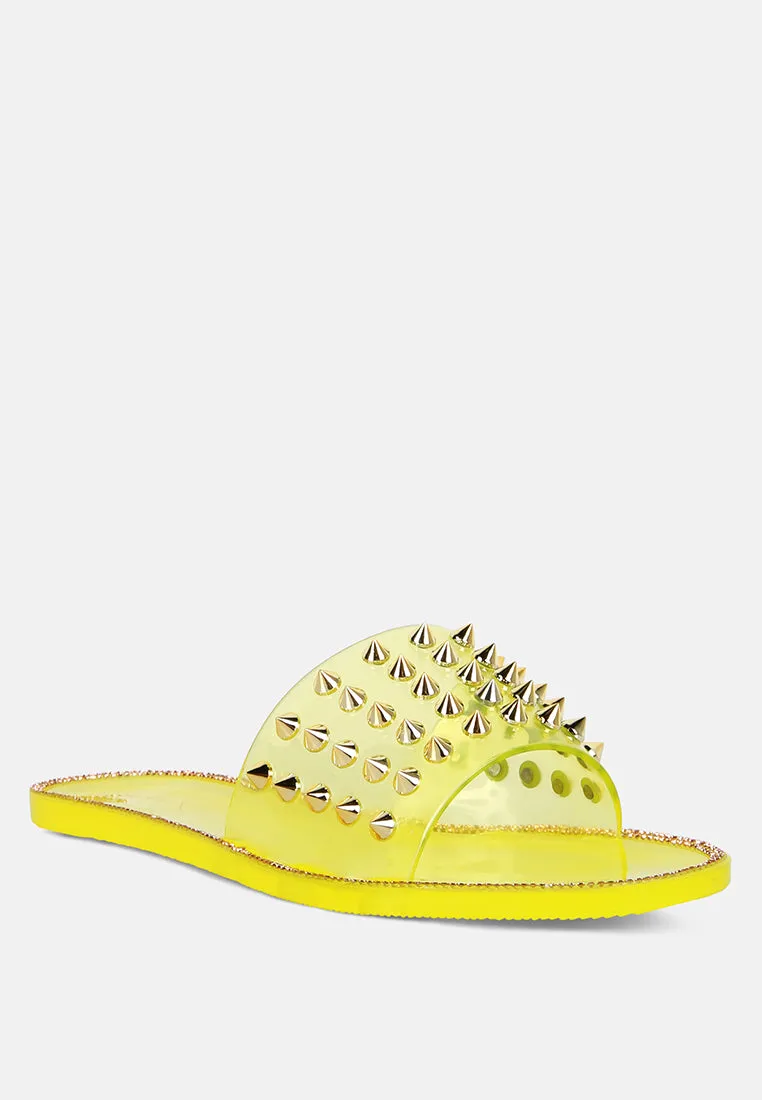 Bolly Punk Stud Clear Jelly Flats By Ruw