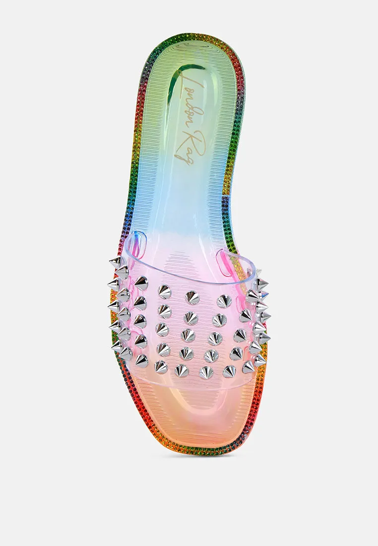 Bolly Punk Stud Clear Jelly Flats By Ruw