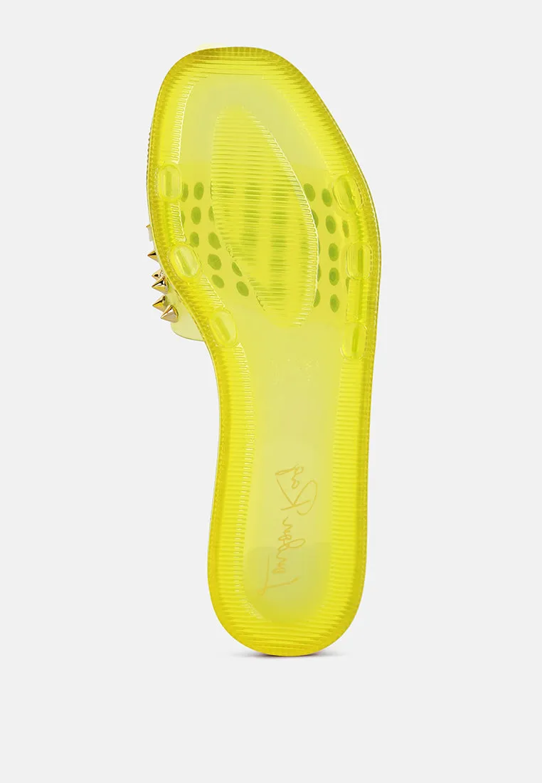 Bolly Punk Stud Clear Jelly Flats By Ruw