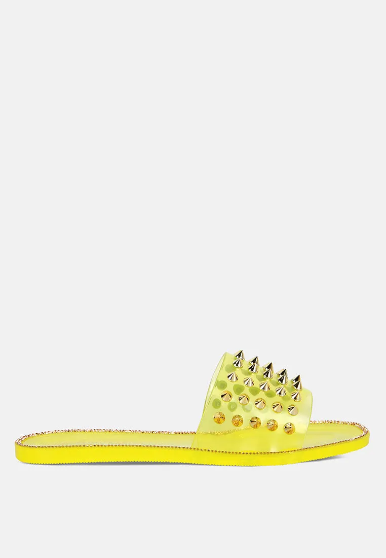 Bolly Punk Stud Clear Jelly Flats By Ruw