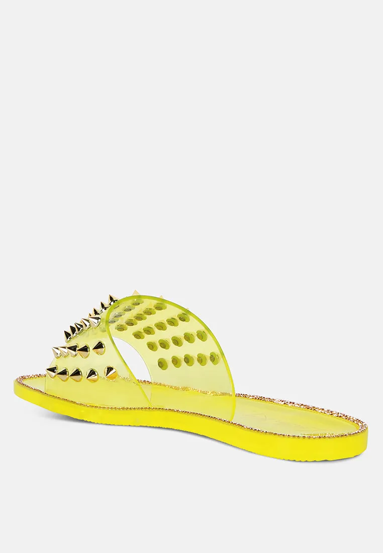 Bolly Punk Stud Clear Jelly Flats By Ruw