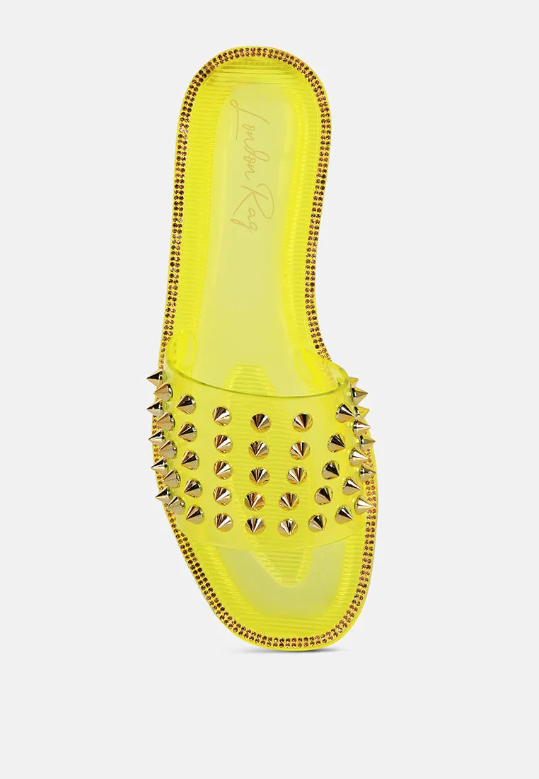 Bolly Punk Stud Clear Jelly Flats By Ruw