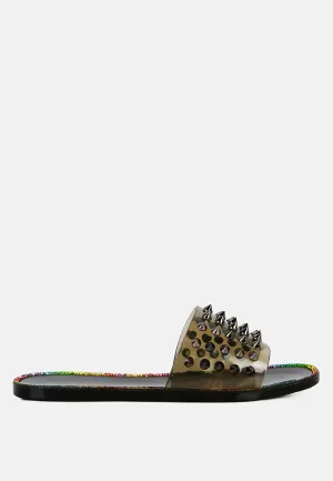 Bolly Punk Stud Clear Jelly Flats By Ruw