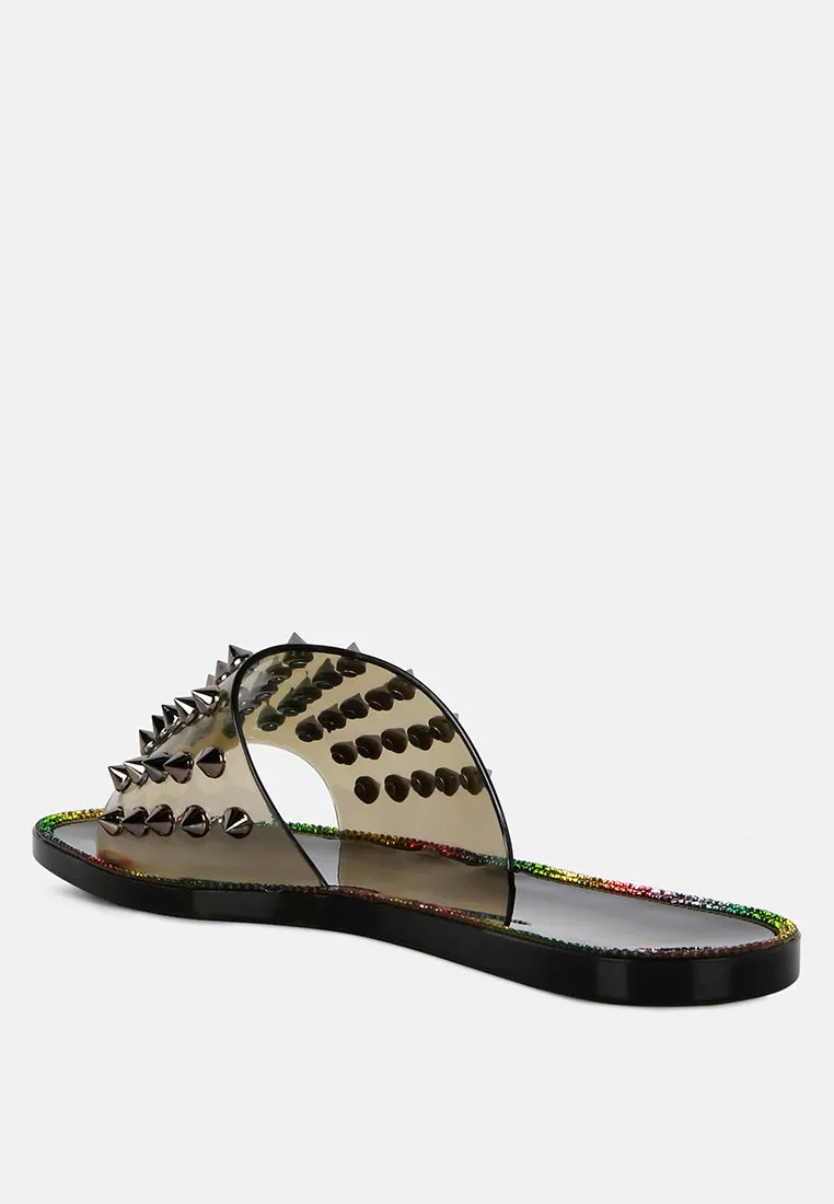 Bolly Punk Stud Clear Jelly Flats By Ruw