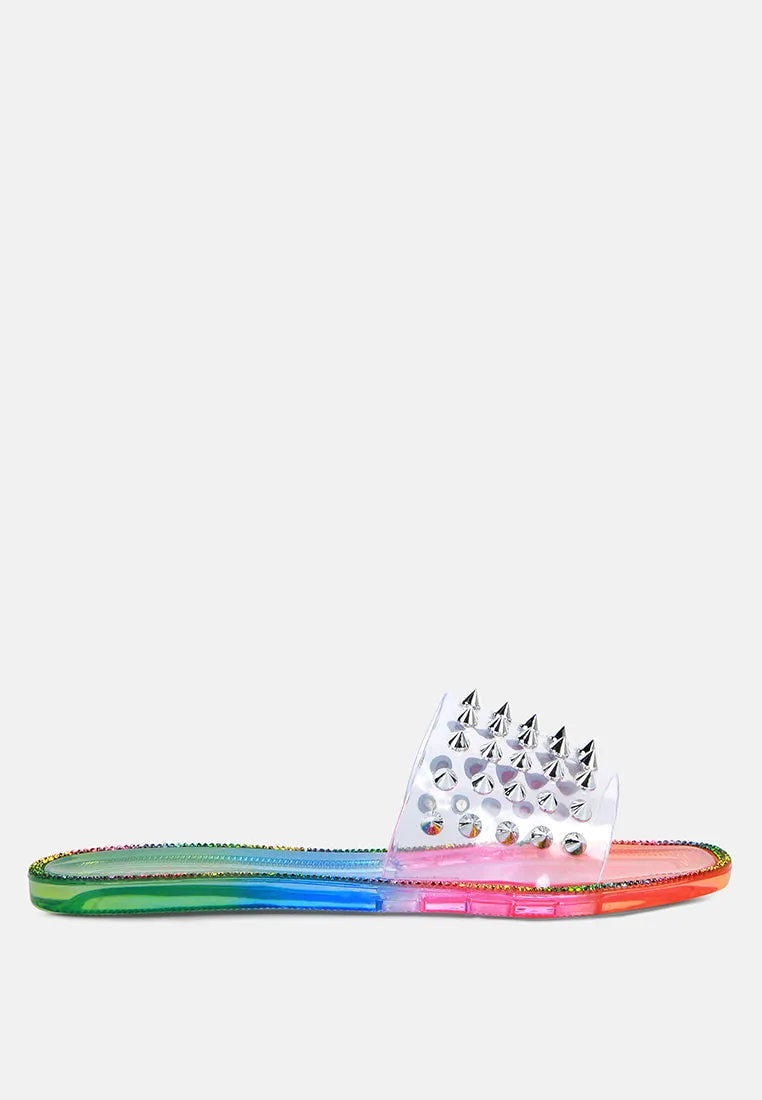 Bolly Punk Stud Clear Jelly Flats By Ruw
