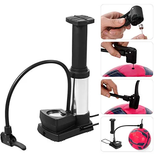 brahmani cart Multifunction Bike Pump -Portable Floor Bike Pump,Foot Activated Floor Bicycle Air Pump Compatible with Presta & Schrader Valves Aluminum Alloy Barrel Free Gas Needle.