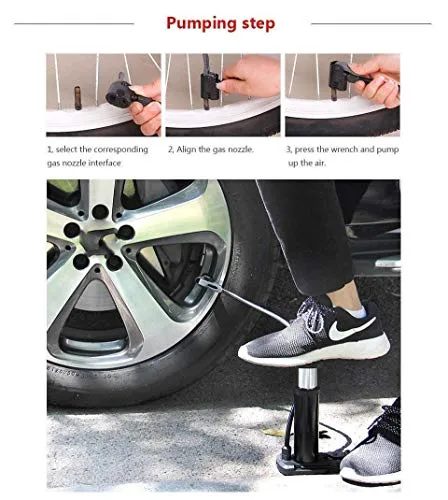brahmani cart Multifunction Bike Pump -Portable Floor Bike Pump,Foot Activated Floor Bicycle Air Pump Compatible with Presta & Schrader Valves Aluminum Alloy Barrel Free Gas Needle.