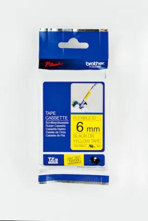 Brother TZE-FX611 Black-on-Yellow Flexible ID Laminated Tape