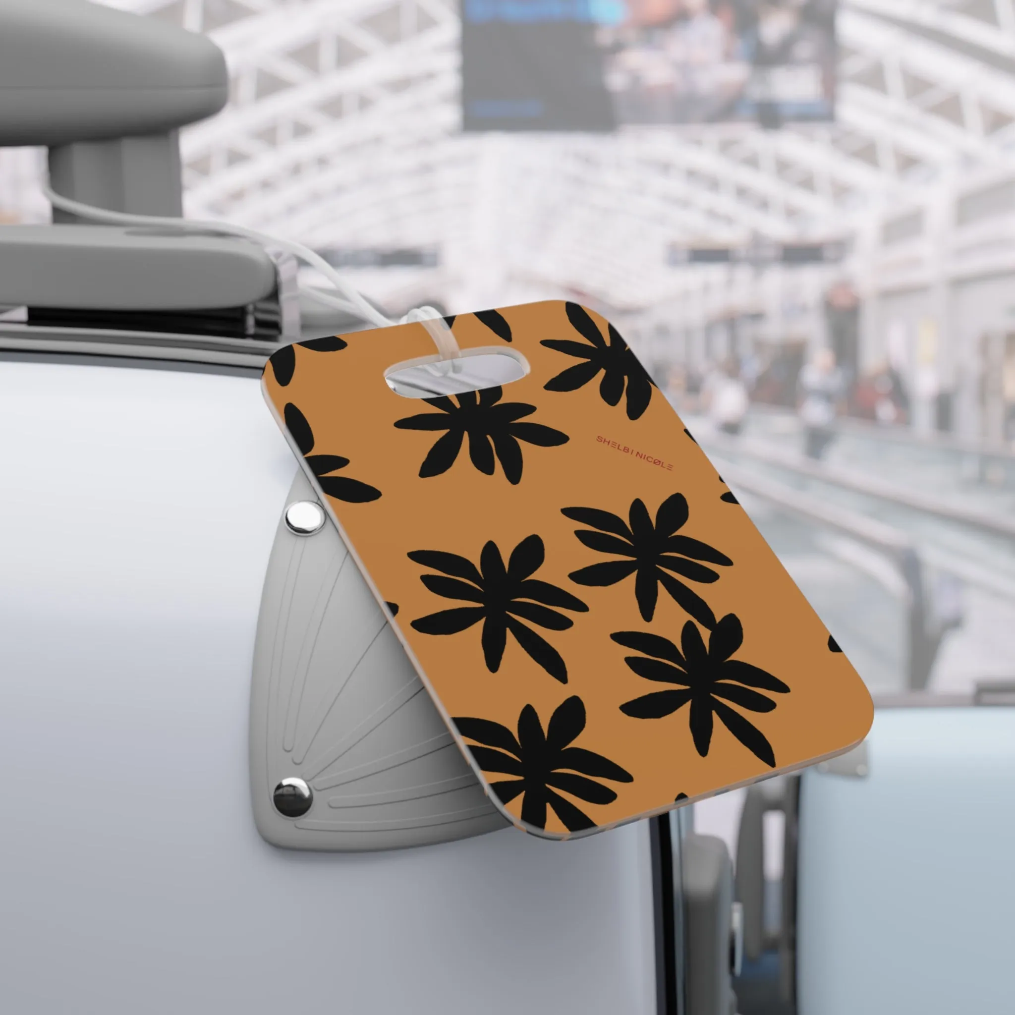 Brown & Black Fleur Luggage Tag