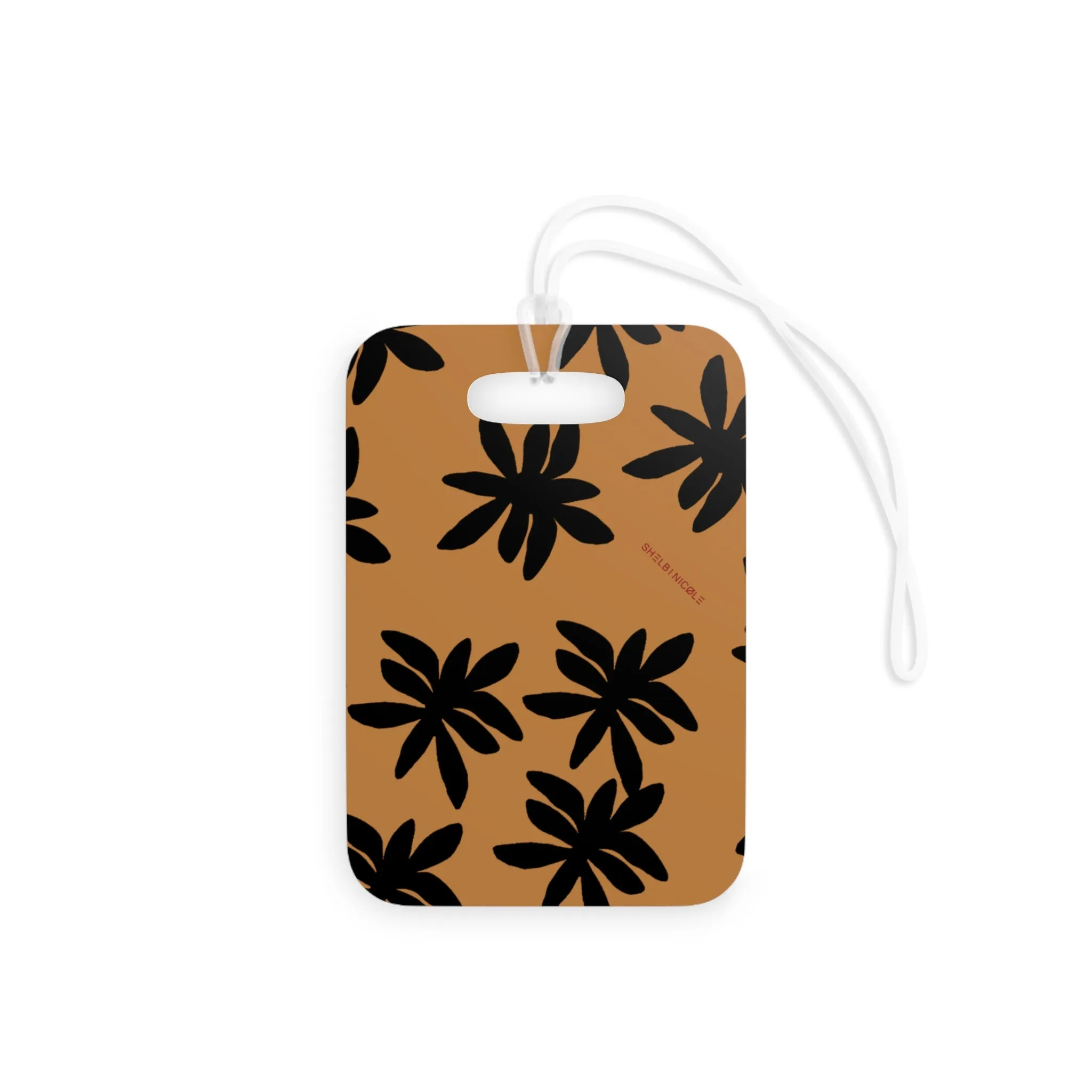 Brown & Black Fleur Luggage Tag