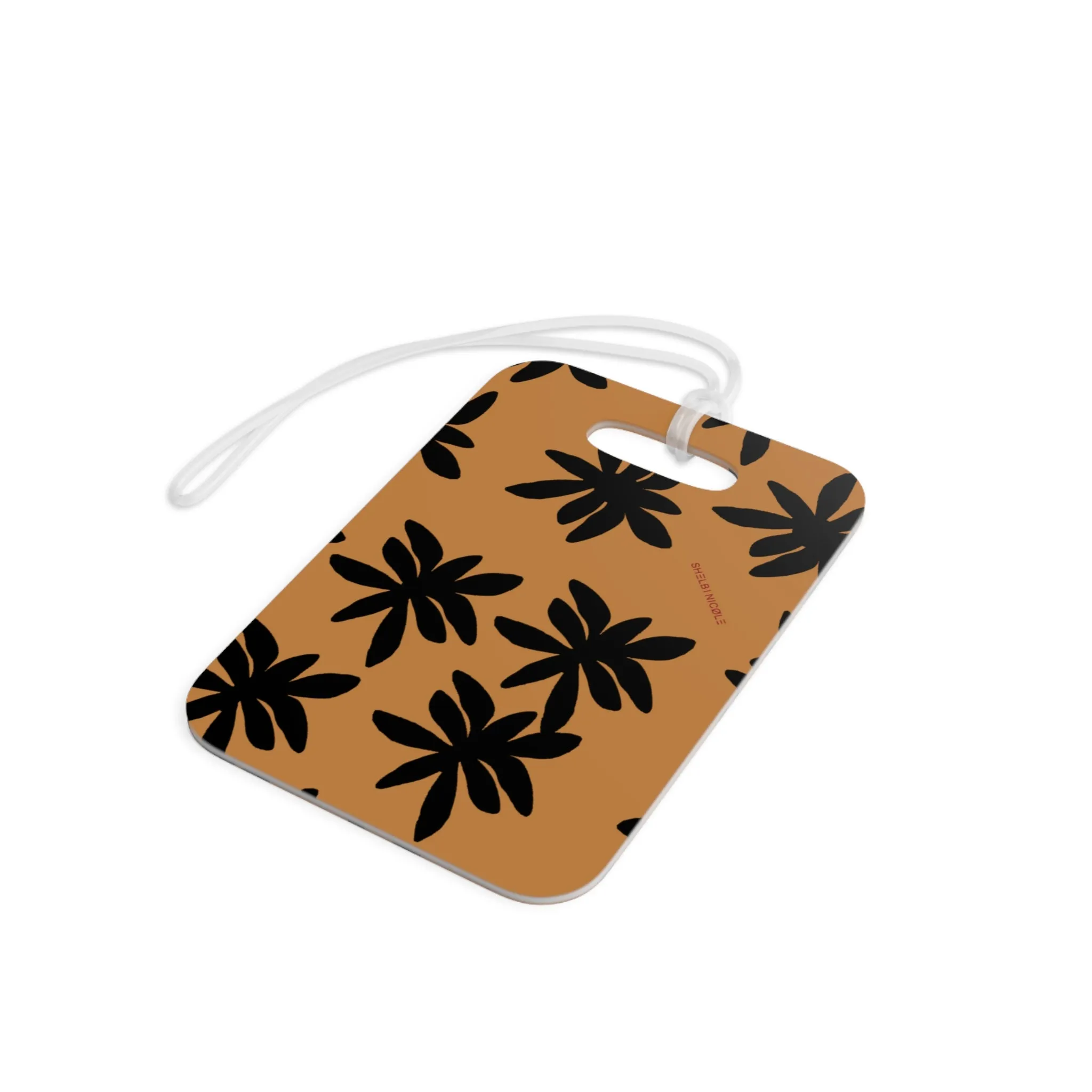 Brown & Black Fleur Luggage Tag