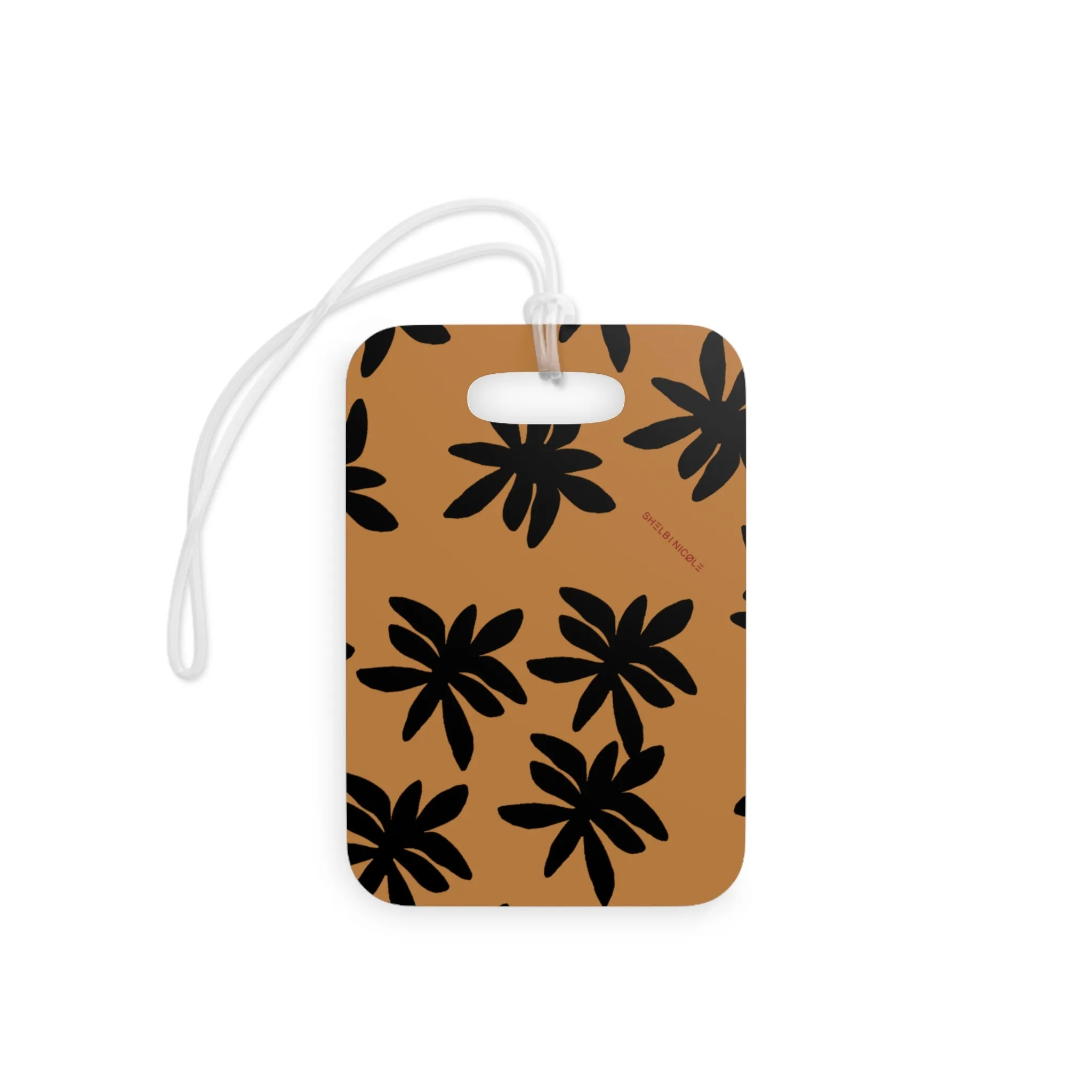 Brown & Black Fleur Luggage Tag