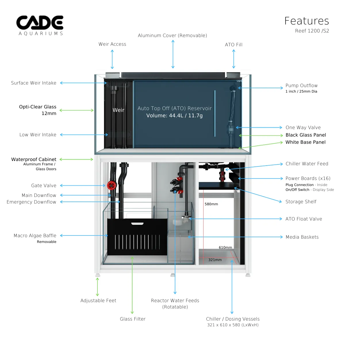 Cade Pro Reef S2 1200 (PR1200) - White