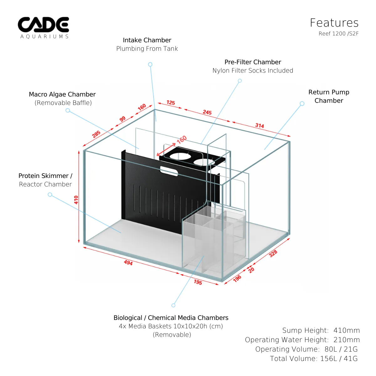 Cade Reef Frag S2 1200 (F1200) - White