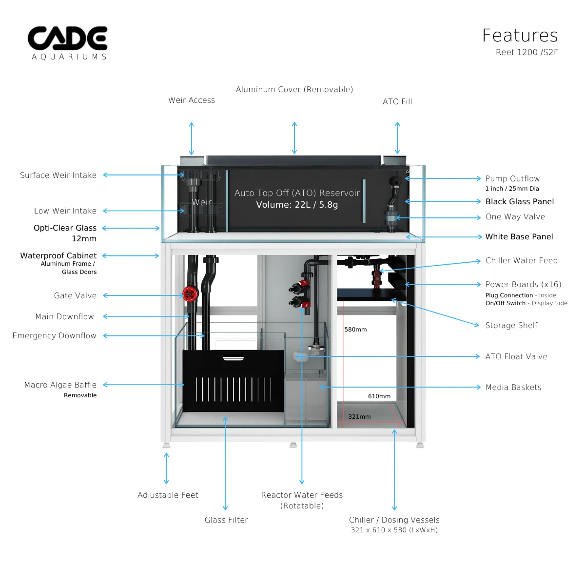 Cade Reef Frag S2 1200 (F1200) - White