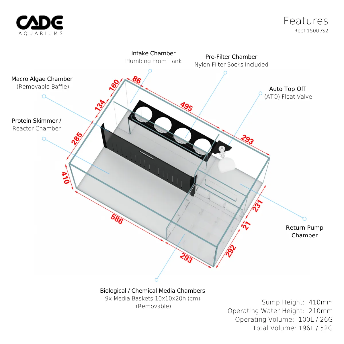 Cade Reef Frag S2 1500 (F1500) - White
