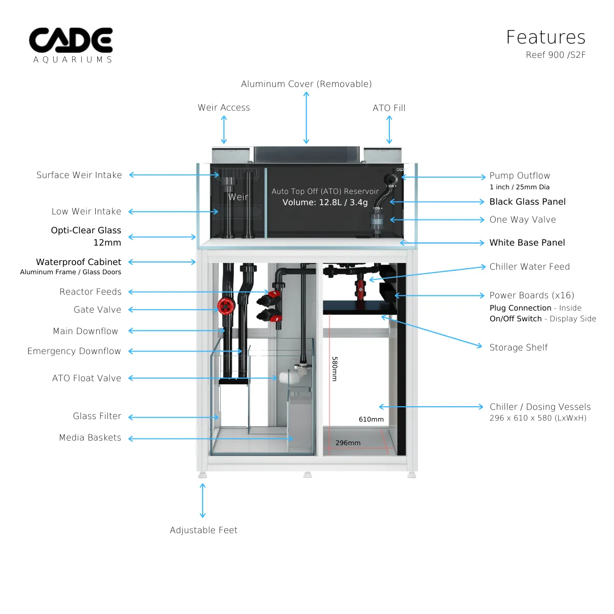 Cade Reef Frag S2 900 (F900) - White
