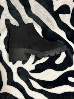 Camen Black Suede Booties