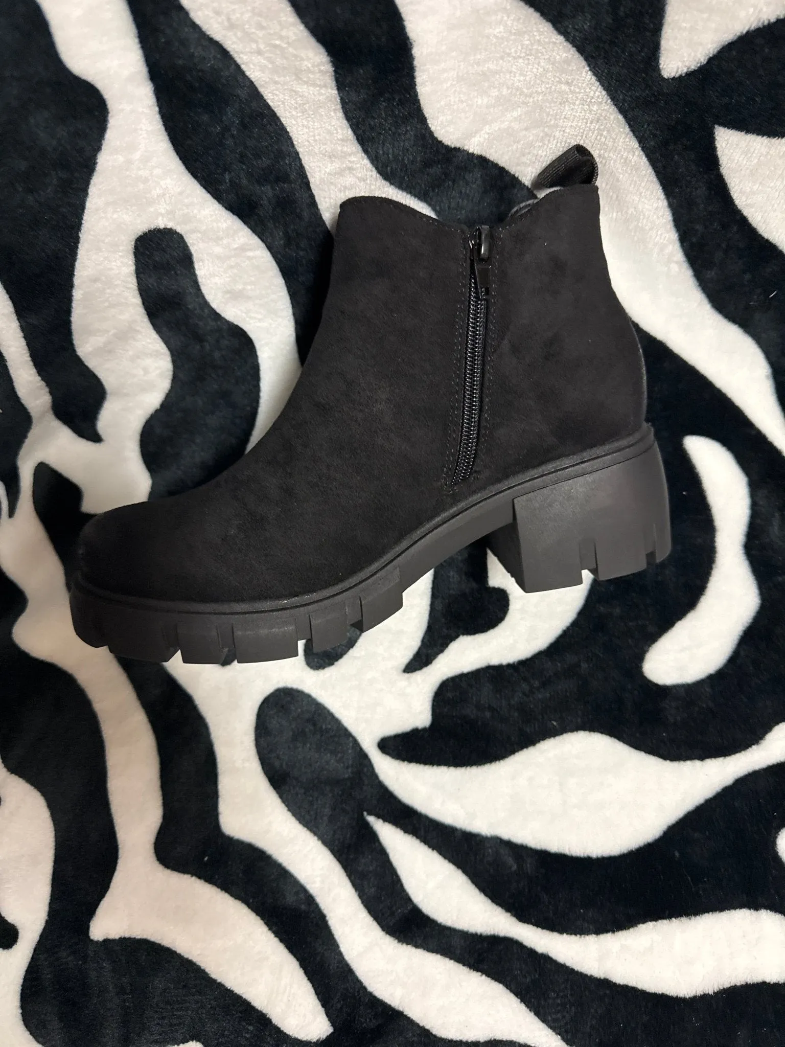 Camen Black Suede Booties