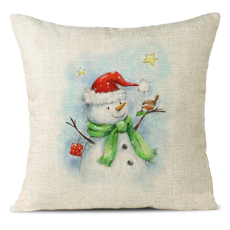 Christmas Themed Linen Pillowcase