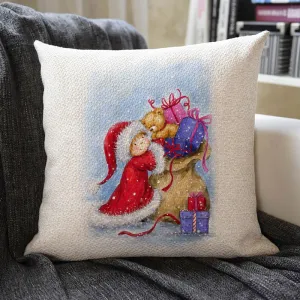 Christmas Themed Linen Pillowcase
